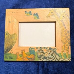 Wooden Handcrafted Animal Print Picture Frame, Noah’s Ark Theme 6 1/2” x 8”